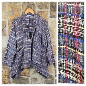 Yasuko Kurisaka Tweed Boucle Wrap Jacket Sweater